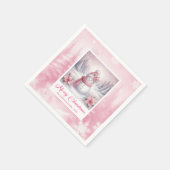 Cute Pink Snowman Christmas Napkin Winter Scene スタンダードカクテルナプキン (角)