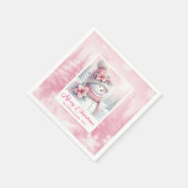 Cute Pink Snowman Christmas Scene Kids Holiday スタンダードカクテルナプキン (角)