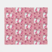 Cute Pink Snowman hearts Personalized Name  フリースブランケット (正面(横))