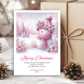 Cute Pink Snowman Kids Download Christmas Greeting シーズンカード
