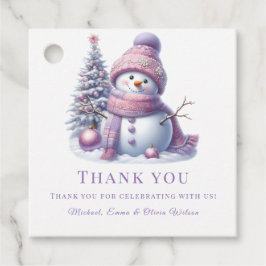 Cute Pink Snowman Winter Birthday フェイバータグ