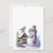 Cute Pink Snowman Winter Birthday Invitation 招待状 (裏面)