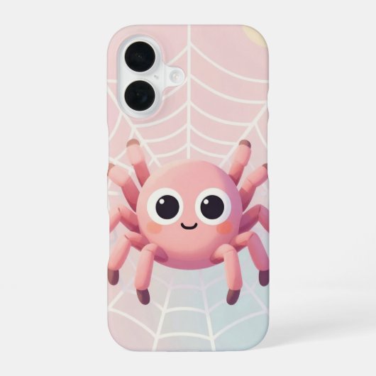 Cute Pink Spider Web Phone Case iPhone 16ケース (裏面)
