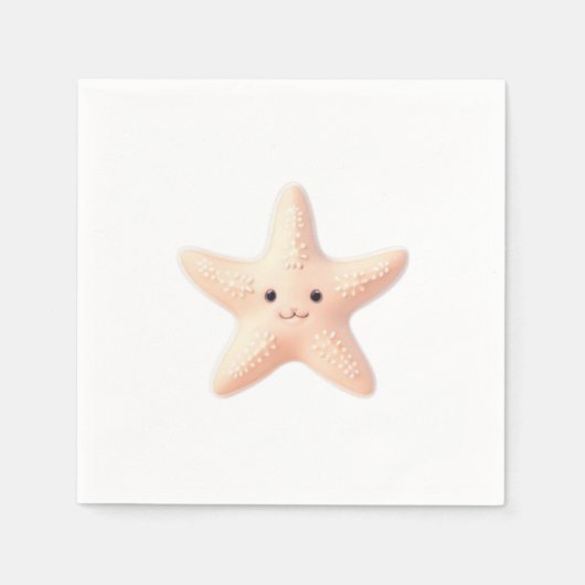 Cute Pink Starfish スタンダードカクテルナプキン (正面)
