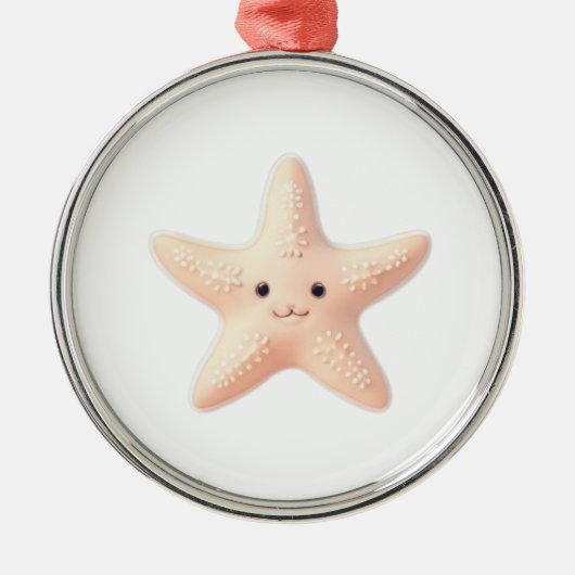Cute Pink Starfish メタルオーナメント (正面)