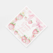 Cute Pink Strawberries Berry First 1st Birthday スタンダードランチョンナプキン (角)