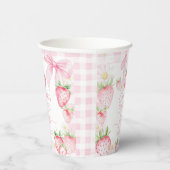 Cute Pink Strawberries Berry First 1st Birthday 紙コップ (右)