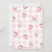 Cute Pink Strawberries Berry Sweet 4th Birthday 招待状 (裏面)