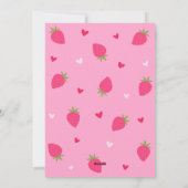Cute Pink Strawberry Love Berry Hearts Valentines シーズンカード (裏面)