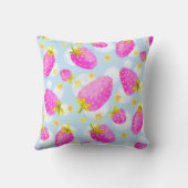 Cute Pink Strawberry Throw Throw Pillow クッション (裏面)