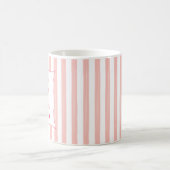 Cute Pink Striped Customizable Coffee Quote Mug コーヒーマグカップ (中央)
