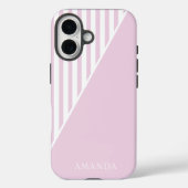 Cute Pink Striped Personalized Name Case-Mate iPhoneケース (裏面)