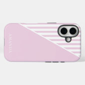 Cute Pink Striped Personalized Name Case-Mate iPhoneケース (裏面 (横))