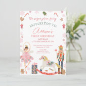 Cute Pink Sugar Plum Fairy Nutcracker Birthday 招待状 (スタンド正面)