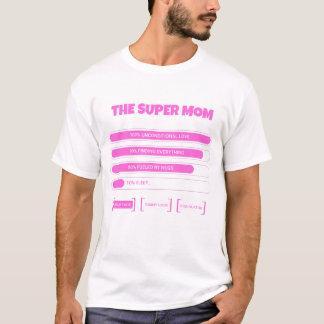 Cute Pink Super Mom Stats T-Shirt - Aesthetic Moth Tシャツ