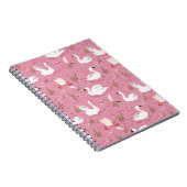 Cute Pink Swan Seamless Pattern ノートブック (右側)
