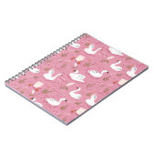 Cute Pink Swan Seamless Pattern ノートブック (左側)