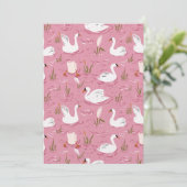 Cute Pink Swan Seamless Pattern 招待状 (スタンド正面)