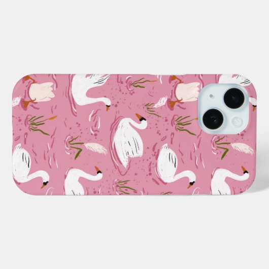 Cute Pink Swan Seamless Pattern Case-Mate iPhoneケース (裏面 (横))