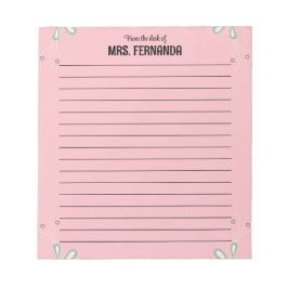 Cute Pink Teacher Lined Paper From The Desk Of  ノートパッド