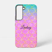 Cute Pink & Teal Personalized Glitter Mermaid  Samsung Galaxyケース (裏面)