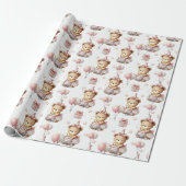 Cute Pink Teddy Bear Birthday Party Wrapping Paper ラッピングペーパー (アンロールド)