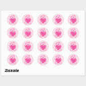 Cute Pink Teddy Bear Heart Sticker for Gifts ラウンドシール (シート)