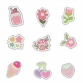 Cute Pink-Themed Stickers for Spring & Summer Vibe シール (正面)