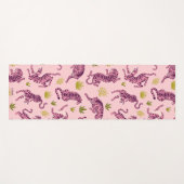 Cute Pink Tigers Tropical Leaves Abstract Animal ヨガマット (正面(横))
