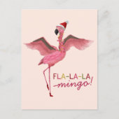 Cute Pink Tropical Florida Flamingo Christmas シーズンポストカード (正面)