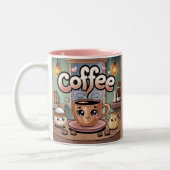 Cute Pink Two-Tone Steaming Coffee Mug ツートーンマグカップ (左)