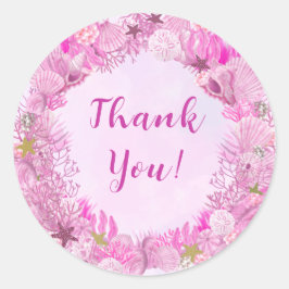 Cute Pink Under the Sea Girl Baby Shower ラウンドシール