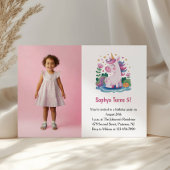 Cute Pink Unicorn Photo Kids Birthday Party 招待状