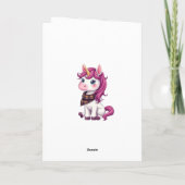 Cute Pink Unicorn Wearing A Scottish Plaid Scarf シーズンカード (裏面)