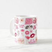 Cute Pink Valentine’s Day Love Doodles Collection コーヒーマグカップ (正面左)