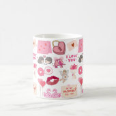 Cute Pink Valentine’s Day Love Doodles Collection コーヒーマグカップ (中央)