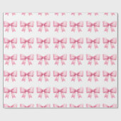 cute pink water colour bow gifting ラッピングペーパー (フラット)