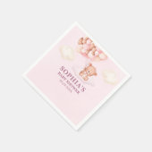 Cute Pink Watercolor Bear Baby Shower Girl スタンダードカクテルナプキン (角)