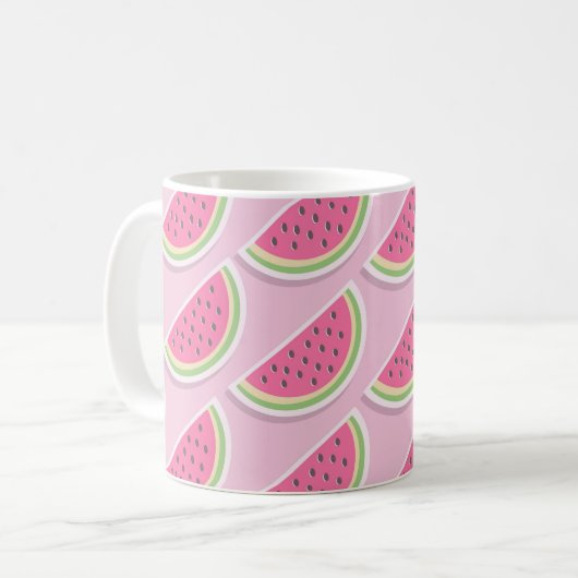 Cute Pink Watermelon Pattern コーヒーマグカップ (正面左)