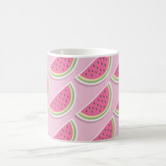 Cute Pink Watermelon Pattern コーヒーマグカップ (中央)