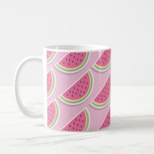 Cute Pink Watermelon Pattern コーヒーマグカップ (左)