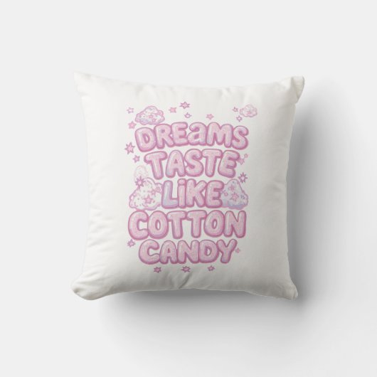 Cute Pink Whimsical Dreamer Typography クッション (正面)
