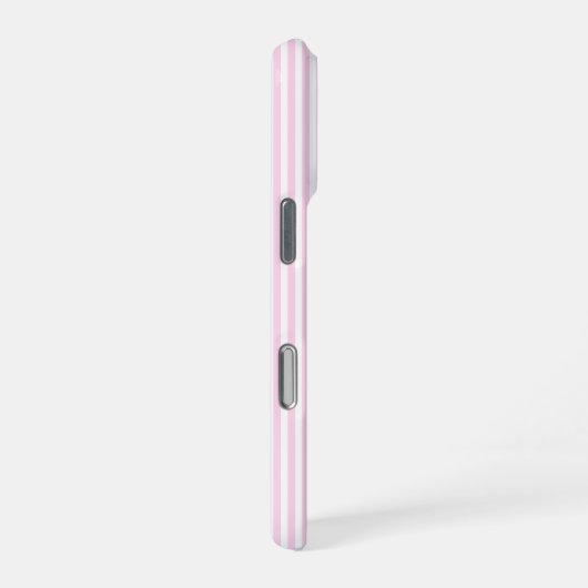 Cute Pink & White Pinstripe Personalized Name iPhoneケース (右側面)