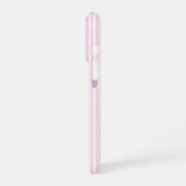 Cute Pink & White Pinstripe Personalized Name iPhoneケース (左側面)