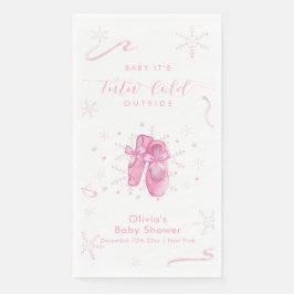Cute Pink Winter Snowflake Ballerina Baby Shower 