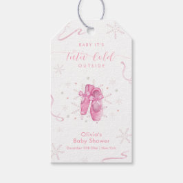Cute Pink Winter Snowflake Ballerina Baby Shower  ギフトタグ