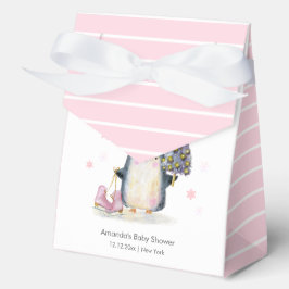 Cute Pink Winter Woodland Penguin Baby Shower  フェイバーボックス