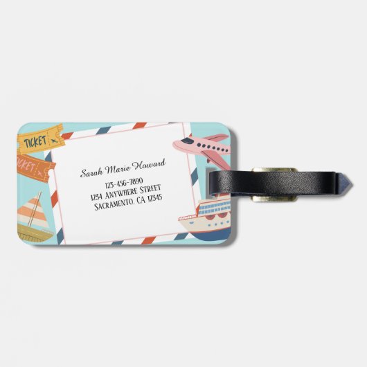 Cute Pink Yellow Blue Customizable Identification  ラゲッジタグ (裏面横)