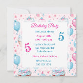 Cute Pink Yorkie Girl's  Birthday Party 招待状 (裏面)