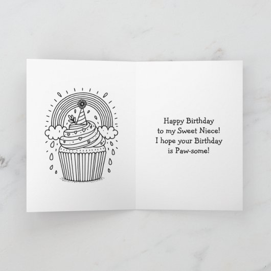 Cute Pink Yorkie Niece's Birthday カード (内部)